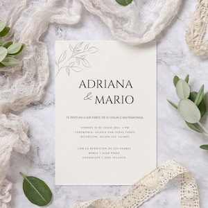 Invitaciones De Boda Editable Digitales en Español, Para Editar e Imprimir en español, Invitación de boda en español, Plantilla de invitación de boda imagen 2