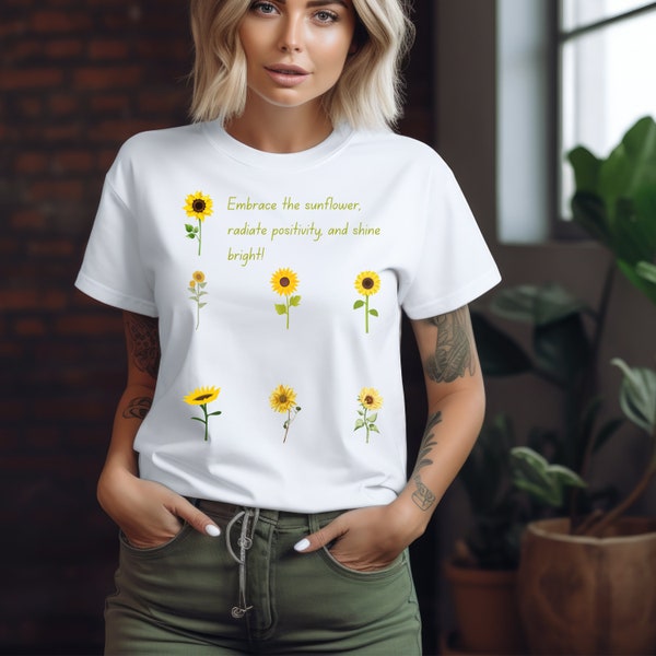 Sunflower T Shirt for Nature Lovers Floral Shirt for Her Cute Flower T-Shirt for Women Hippie Shirt Sunflower Gift Spring motivational shirt