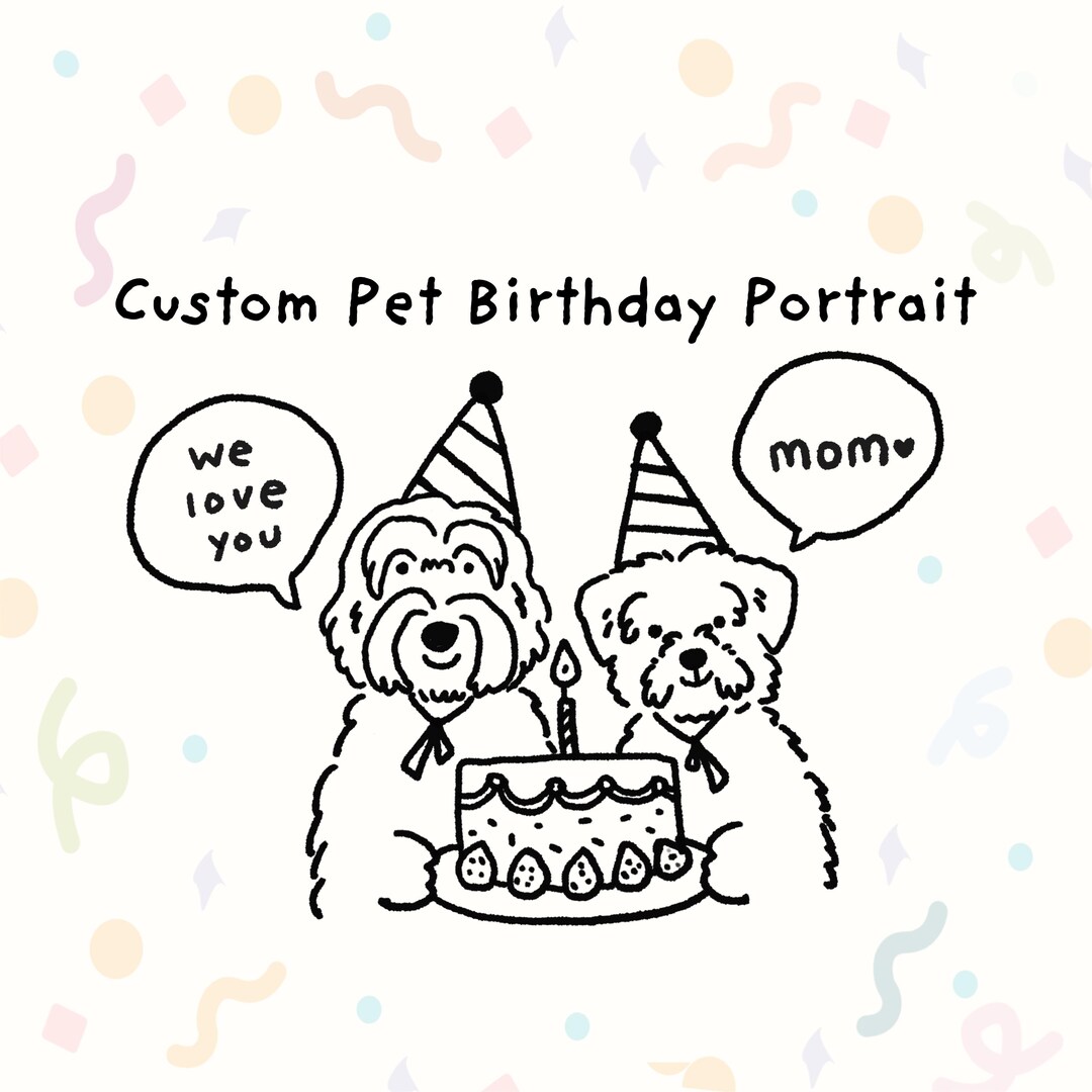Custom Pet Birthday Card, Badly Drawn Dog Portrait, Dog Mom Gift, Dog ...