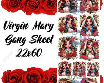 Virgin Mary Gang Sheet, Virgin Mary, DTF, Gang sheet, Virgin Mary dtf gang sheet, Premade gang sheet, Premade Virgin Mary gang sheet