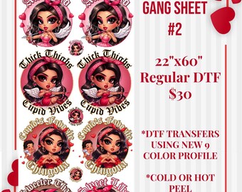 Latina Valentine DTF Transfers: Cupid Vibes, Amorcita (22x60 Gang Sheet)
