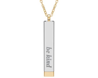 Hidden Message Sliding Bar Necklace | Engravable Stainless Steel Jewelry |  Be Kind | Humor | Motivational
