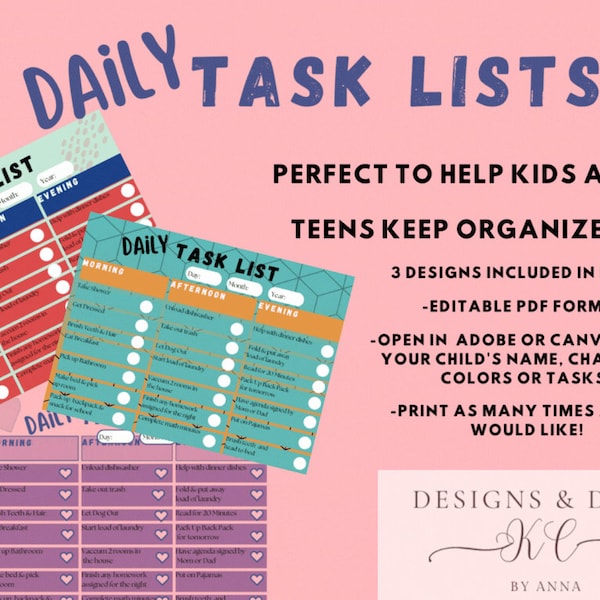 adhd homework checklist Daily Task List, Chore List, Kids and teens chores, list to help kids focus, ADHD list of tasks, organize your day checklist, checklists