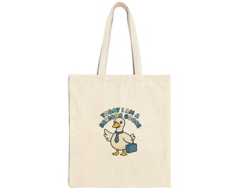 Tooth! I Am A Goose Tote, silly goose wholesome humor, goofy animal canvas bag