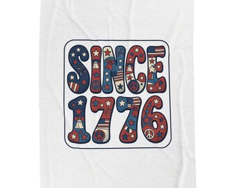 Since 1776 Velveteen Plush Blanket | USA 250, vintage distressed patriotic Memorial Day