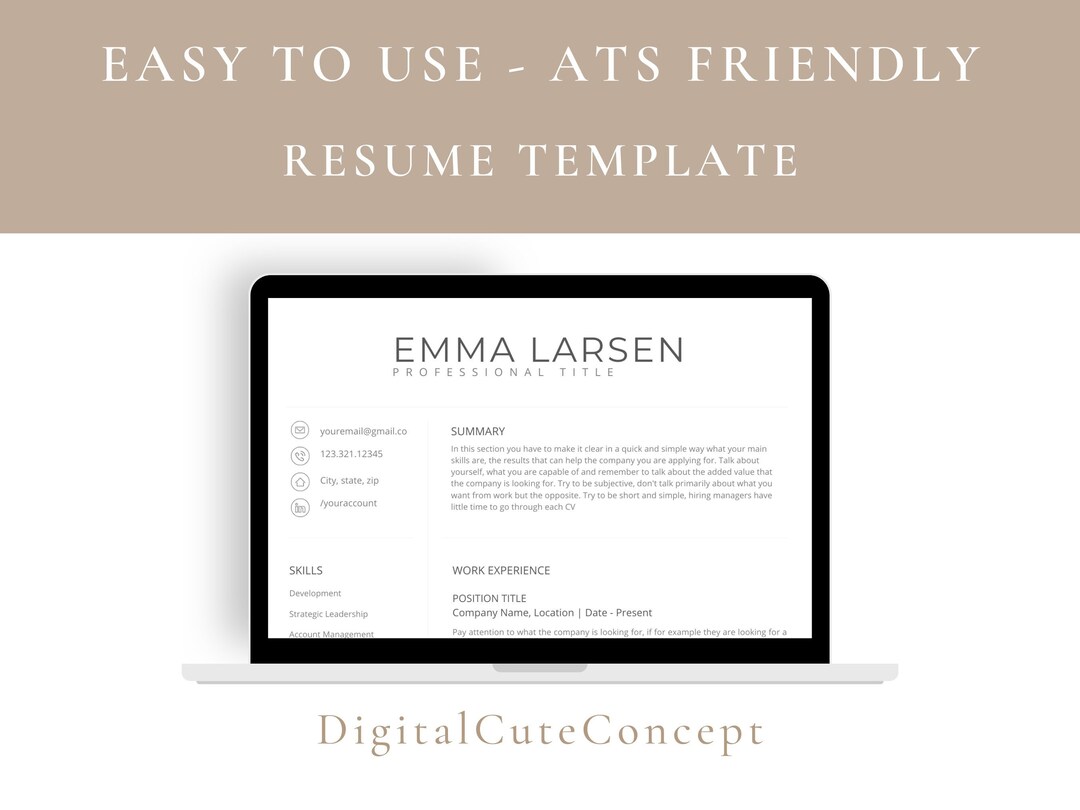 ATS Friendly Resume Template for Word & Google Docs Cover Letter ...
