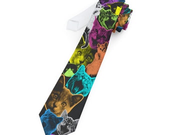 Cat Dad Fathers Day Kittens Kitty Feline Purr Meow Necktie