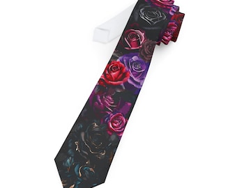 Les roses sont rouge noir violet bordeaux gothique emo cravate