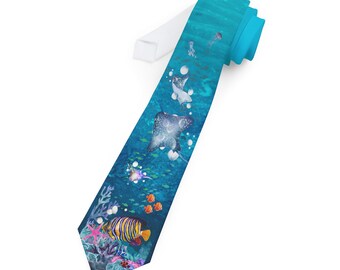 Ocean Reef Underwater Scenes Eagle Ray Fathers Day Necktie