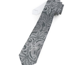 Ghost Tentacles Octopus Squid Sucker Fathers Day Pewter Gray Silver Necktie