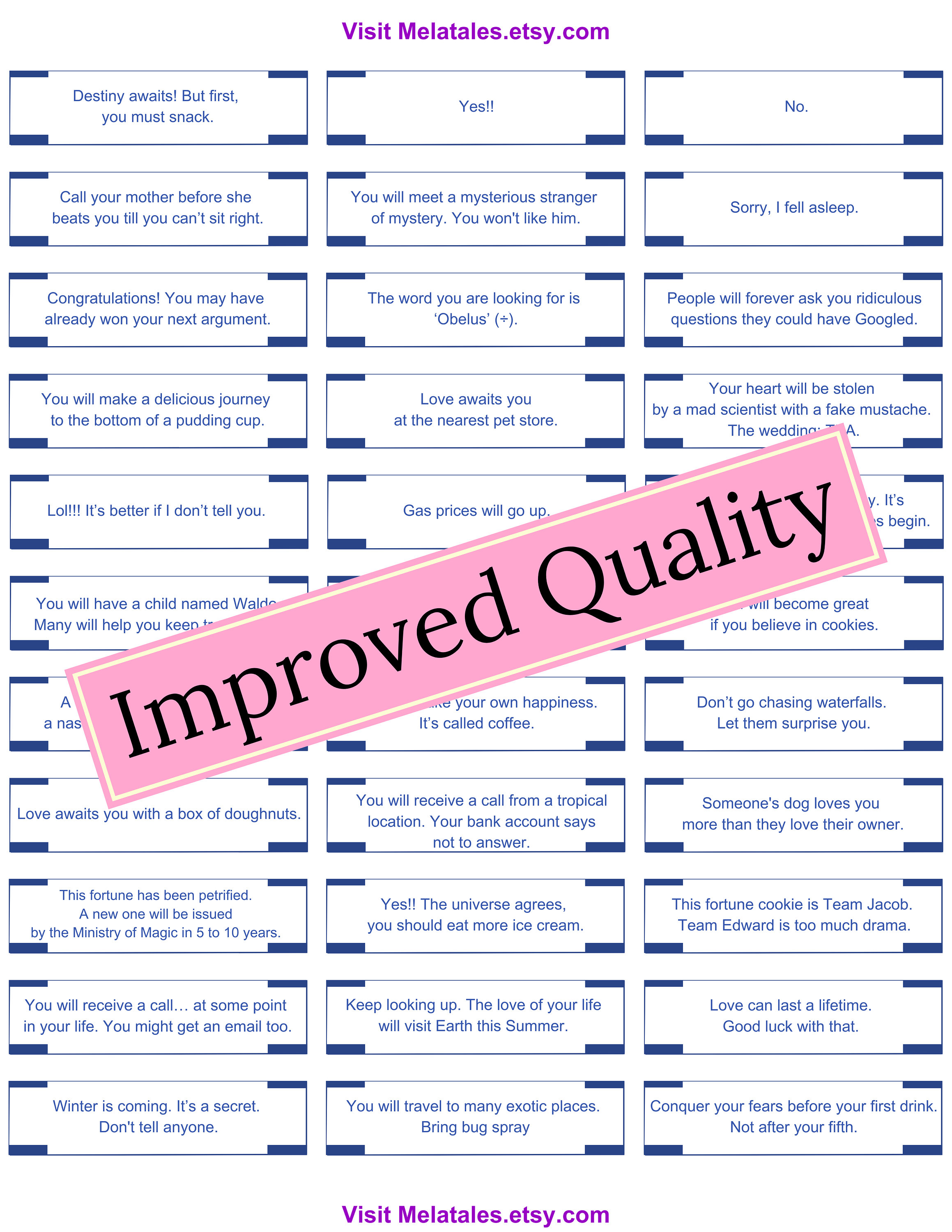 264 Funny Fortune Cookie Messages Digital Download Fun Fortunes