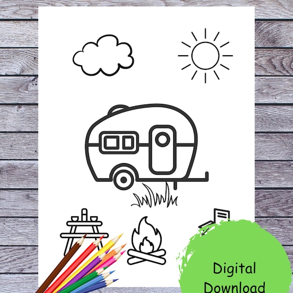 Digital Little Camper Coloring Page