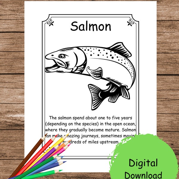 Salmon Digital Coloring Page