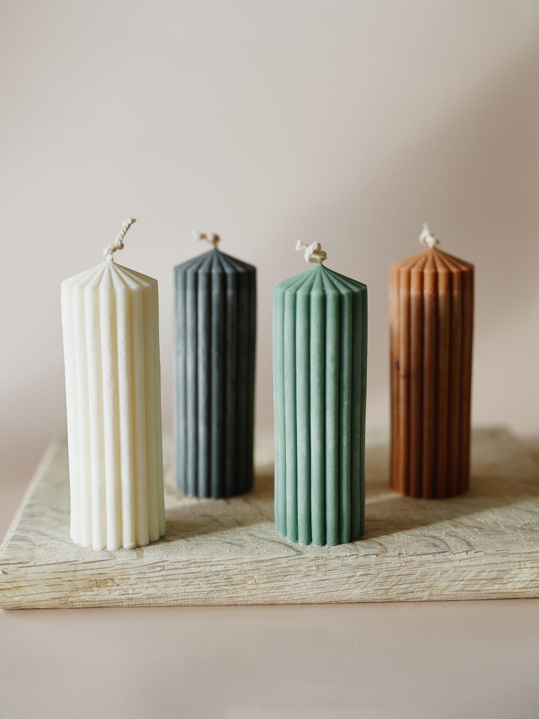 Ribbed Pillar Candles | 100% Natural Rapeseed Wax | Handmade - Etsy