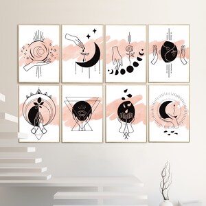 Stampa Moon Cylce, Arte stampabile, Download digitale, Arte della parete, Poster, Astratto, Geometria, Arte della parete moderna, Decorazione per la casa, Boho, Pastello, Arte lunare
