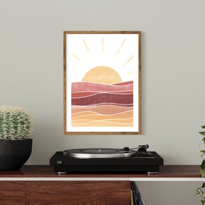 Sunrise Print, Sunrise, Desert, Printable Art, Digital Download, Wall Art, Poster, Abstract Painting, Modern, Retro, Home Decor, Boho