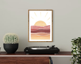 Sunrise Print, Sunrise, Desert, Printable Art, Digital Download, Wall Art, Poster, Abstract Painting, Modern, Retro, Home Decor, Boho