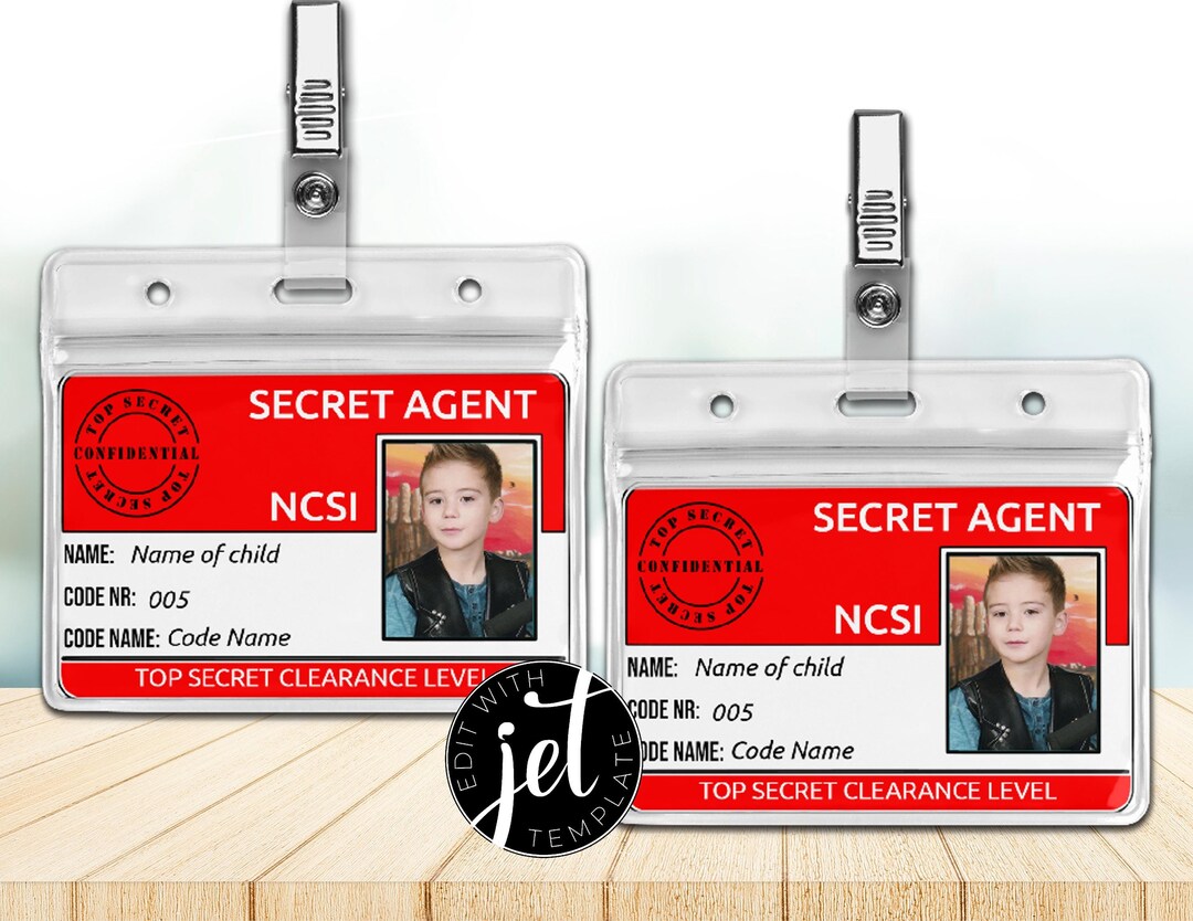 Editable Secret Agent Badge,spy Birthday Party, Printable ID Badge, Secret Agent Bagde, Spy ...