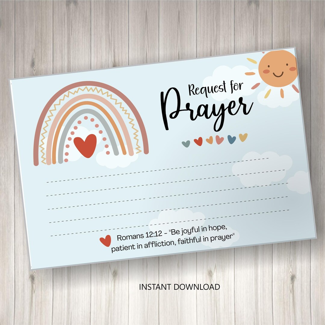 Instant Download, Prayer Request Card Printable, Prayer Card Template ...