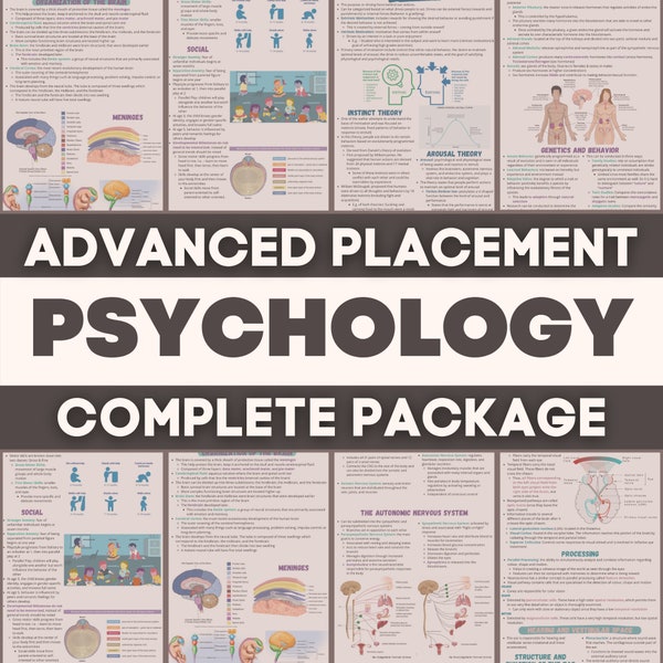 Psychology - Advanced Placement Psychology Study Guides (112 Seiten) | Eine Ebene | AP Notizen | Wissenschaft | Premed | Studienset | Premed | STEM Notizen