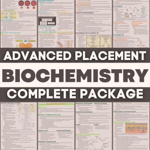 Biochemistry Complete Package - Advance Placement Chemistry Study Guides (87 Pages) | A level | AP Notes | Science | Premed | Premed | STEM