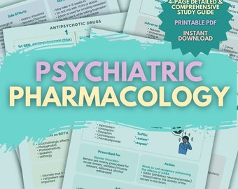 Nurse Psychiatric Pharmacology | Medicine | Premed | Nursing Exam | PDF Printable | Download Ready | MedTech Lessons | Assesment Care Plan