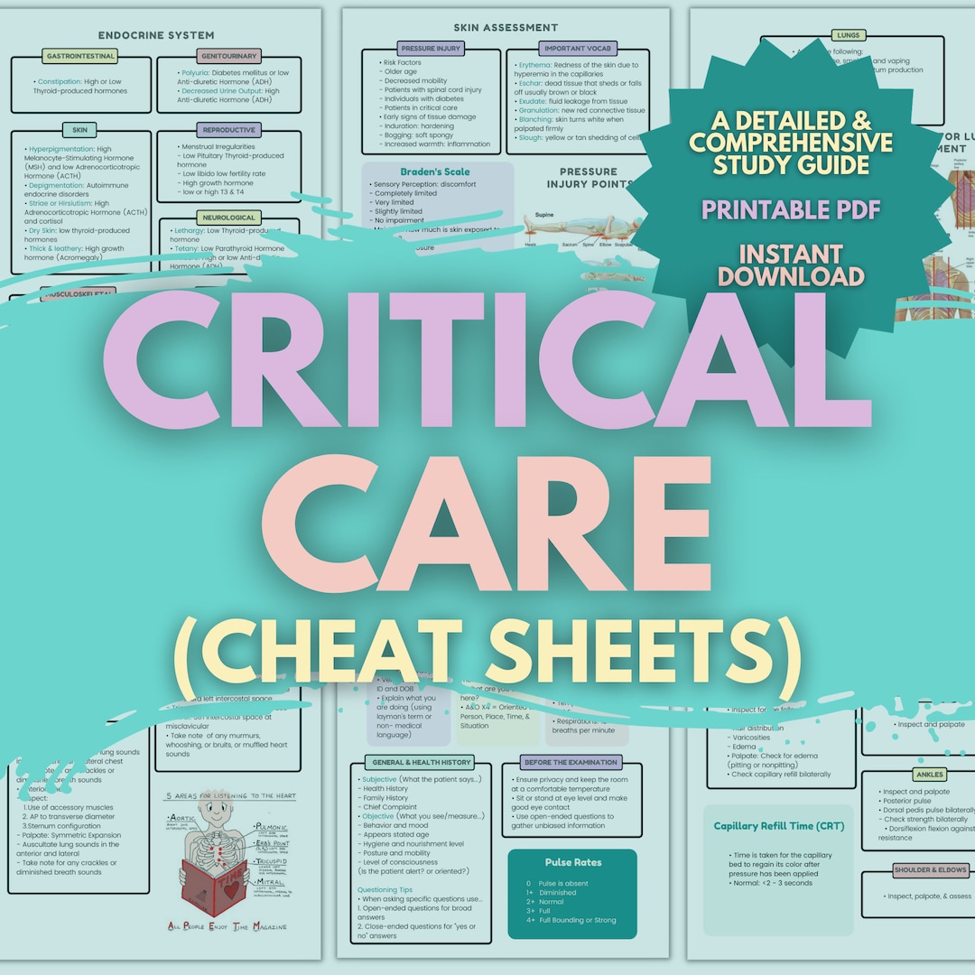 Nurse Critical Care Bundle Nursing Study Guide Notes 12 Pages PDF ...