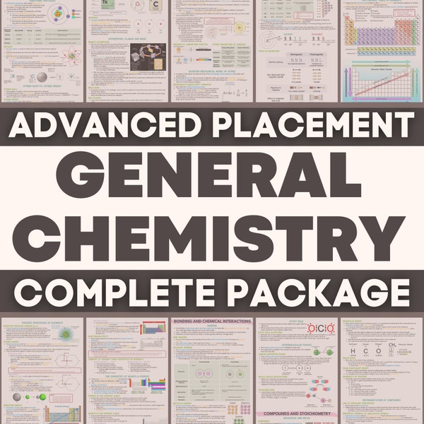 Allgemeine Chemie-Komplettpaket - Vorab-Platzierung Chemie-Studienführer (36 Seiten) | Eine Ebene | AP Notizen | Wissenschaft | Premed | STEM Notizen