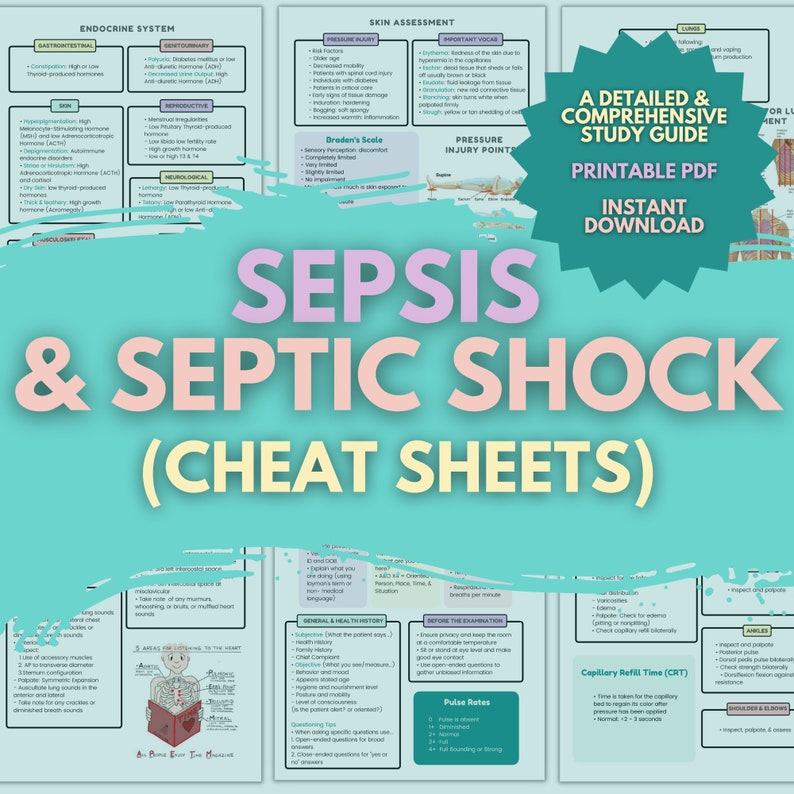 Sepsis and Septic Shock Cheat Sheet Nurse Study Note Guide NCLEX Prep
