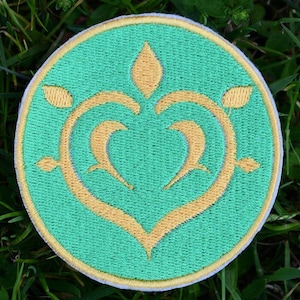 GAME INSPIRED PATCH / Dendro Element Badge / Embroidered Iron-On Patch / Applique Souvenir/ Accessory for Cosplay