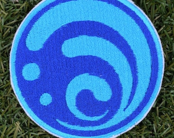 Hydro Genshin Element Embroidered Patch, Game Inspired Iron-On Badge