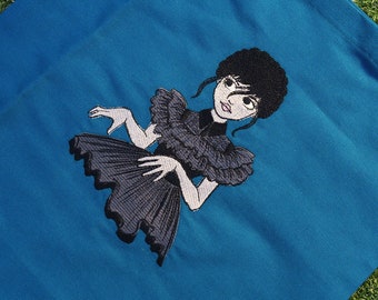 Wednesday Embroidered Tote Bag - 100% Cotton Shopping Bag Addams Family