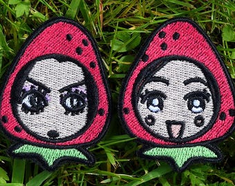 Anime Inspired Strawberry Embroidered Patches – Felt Iron-on Badge