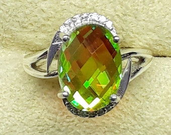 Mystischer Topas Sterling Silber Ring: Farbwechsel Stein, 6.5 Karat