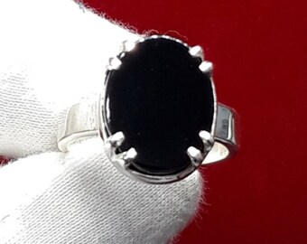 Sulemani Hakik Ring: Ovaler schwarzer Aqeeq, Band aus Sterling Silber