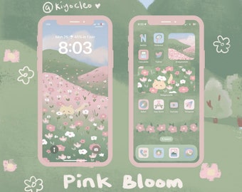 Pink Bloom Phone Theme | iOS Phone Theme | Icons Pack | Widgets Theme | Phone Wallpapers | Flower Icons Theme | Flower | Garden Theme