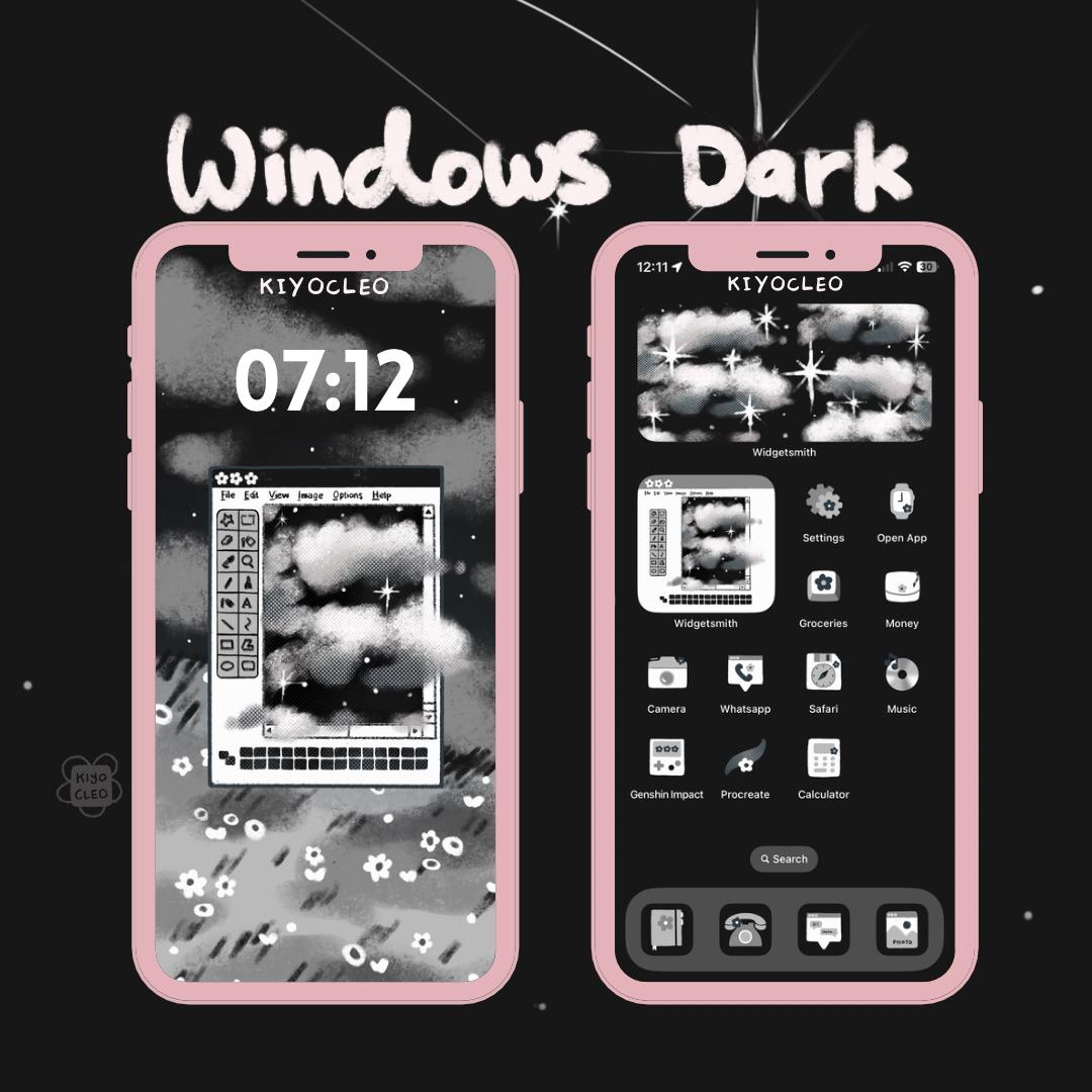 Windows Dark Phone Theme | iOS Phone Theme | Icon Pack | Widgets Theme | Phone Wallpapers | Windows Theme | Black Theme | Flower | Dark
