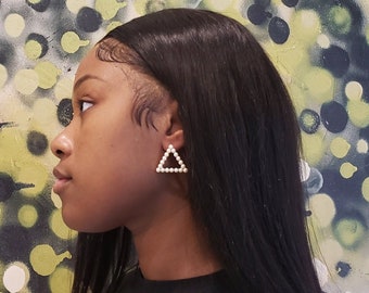 Khafre Pearl Triangle Earrings