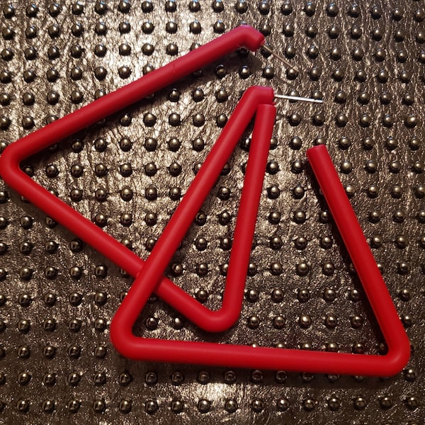 Dahshur Red Triangle Hoop Earrings
