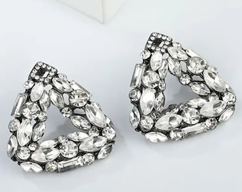 Almasi Triangle Rhinestone Stud Earrings