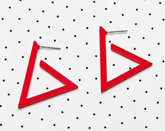 Red Djoser Triangle Hoop Earrings