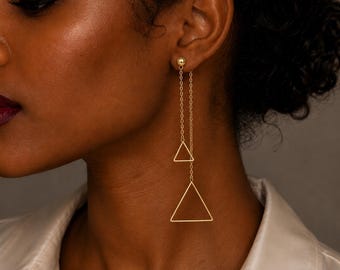 Pendientes colgantes de doble triángulo Ndefu