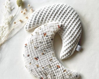Heat pad / Spelt pillow / Sleep aid / Moon / Muslin / Autumn flowers / 17 cm x 9 cm or 22 cm x 14 cm