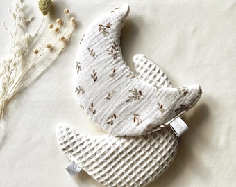 Heating pad / Spelt pillow / Sleep aid / Moon / Muslin / Twigs / 17 cm x 9 cm or 22 cm x 14 cm