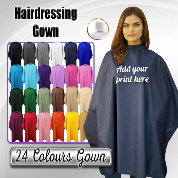 Robe de coiffure personnalisée imprimée, nom ou logo, cape professionnelle personnalisée, cape de salon de coiffure, cape de salon de coiffure pour coiffeurs, capes de coiffure