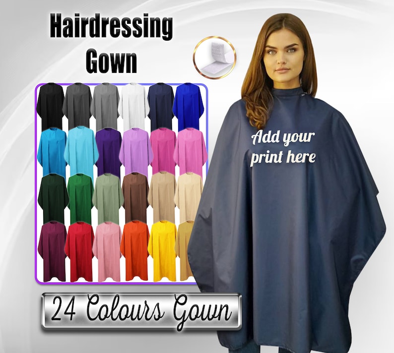 Personalised Hairdressing Gown Printed, name or Logo, Professional custom cape, Barbershop Cape, Salon Cape for hairdressers, Styling capes image 1