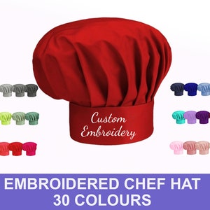 Personalised Chef Hat with Embroidery, Customised chef's hat, Embroidered chef hat with your name, logo or design, Personalised Baker hat image 1