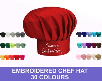 Personalised Chef Hat with Embroidery, Customised chef's hat, Embroidered chef hat with your name, logo or design, Personalised Baker hat