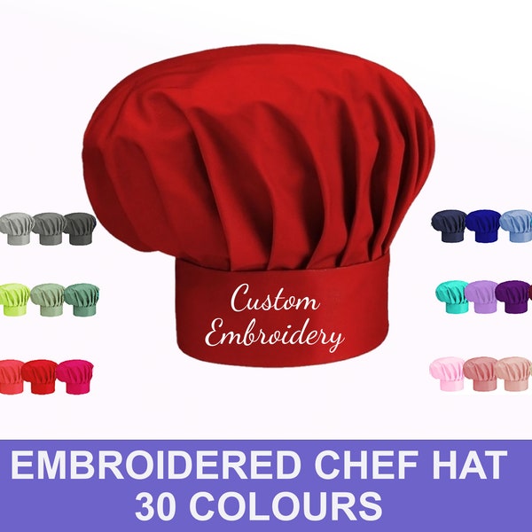 Personalised Chef Hat with Embroidery, Customised chef's hat, Embroidered chef hat with your name, logo or design, Personalised Baker hat