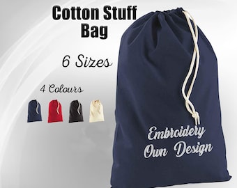 Personalized Embroidered Cotton Laundry Bag: Custom Logo or Text